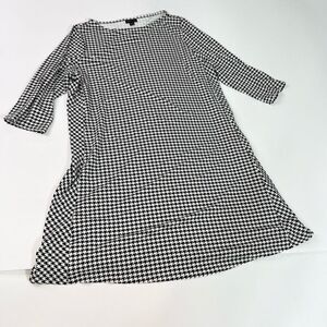 J. Jill Wearever Collection Mini Dress Womens XL Black White Houndstooth Shift